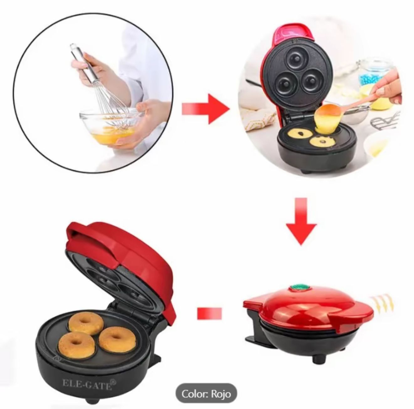 Maquina Electrica Para Hacer 3 Donas Grandes Antiadherente Recetas Faciles Caseras *  Envío Gratis