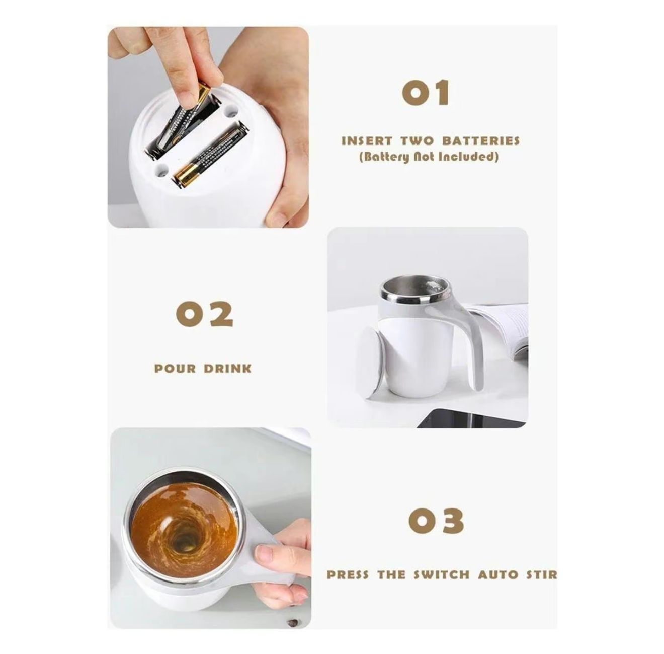 Taza De Cafe Con Agitacion Automatica Magnetica Recargable Sin Grumos + Envío Gratis.