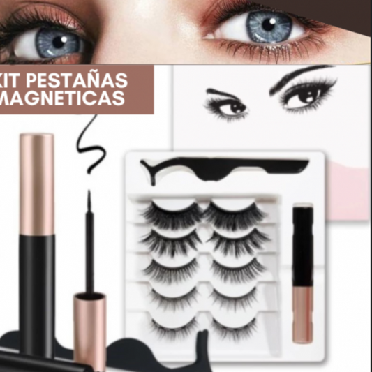 5 Pares de Pestañas Magnéticas Mixtas con 1 Delineador Líquido + Envío Gratis